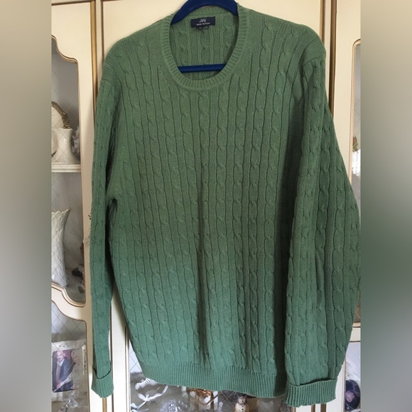 346 Brooks Brothers excellent condition mens green cable knit sweater size L